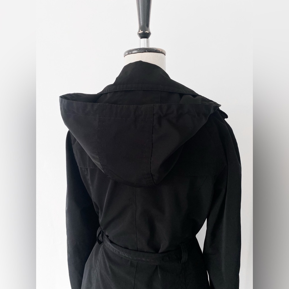 Calvin Klein Black Trench Coat with Sash – Size Small - Picture 7 of 10